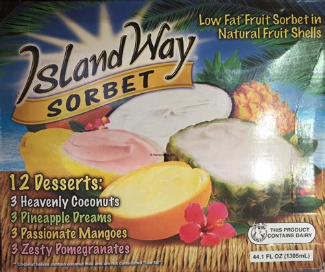 The <strong>sorbet</strong> comes in four flavors: passionate mango, zesty pomegranate, heavenly coconut, and ruby red berry. . Island way sorbet costco